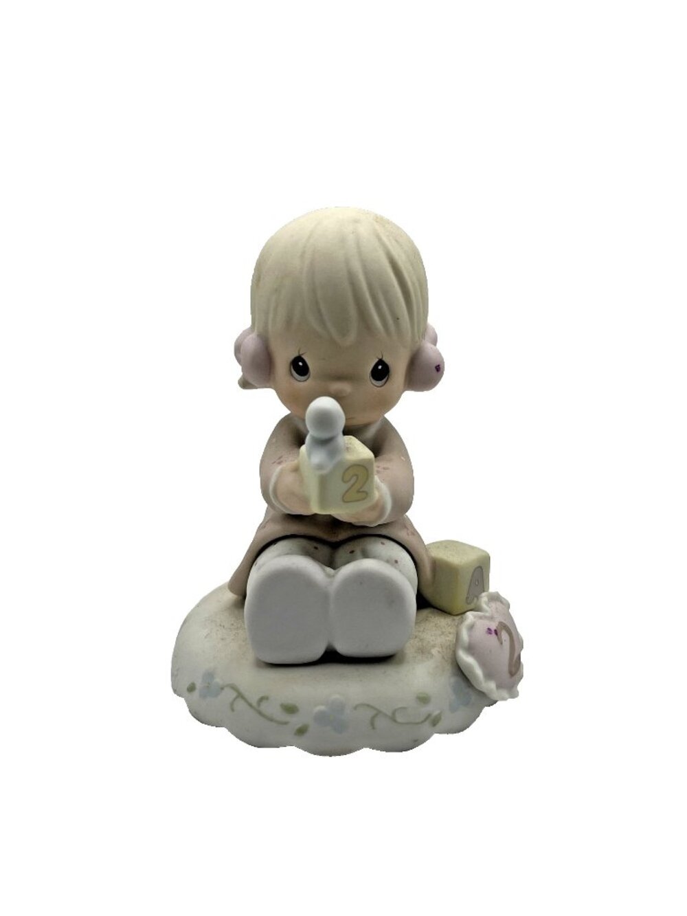VTG 1994 Precious Moments Growing In Grace Age 2 Figurine Girl & Bird 136212